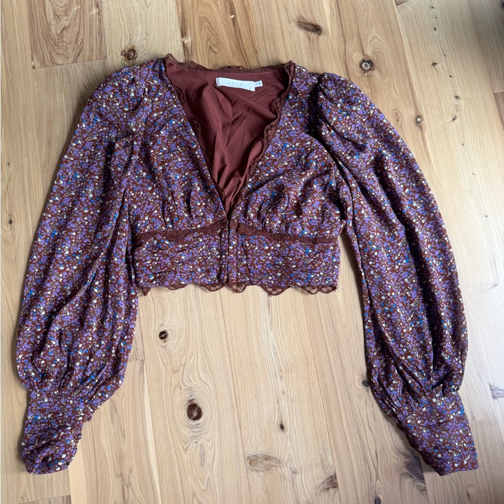 Astr Multicolor Floral Blouse with Puff Sleeves